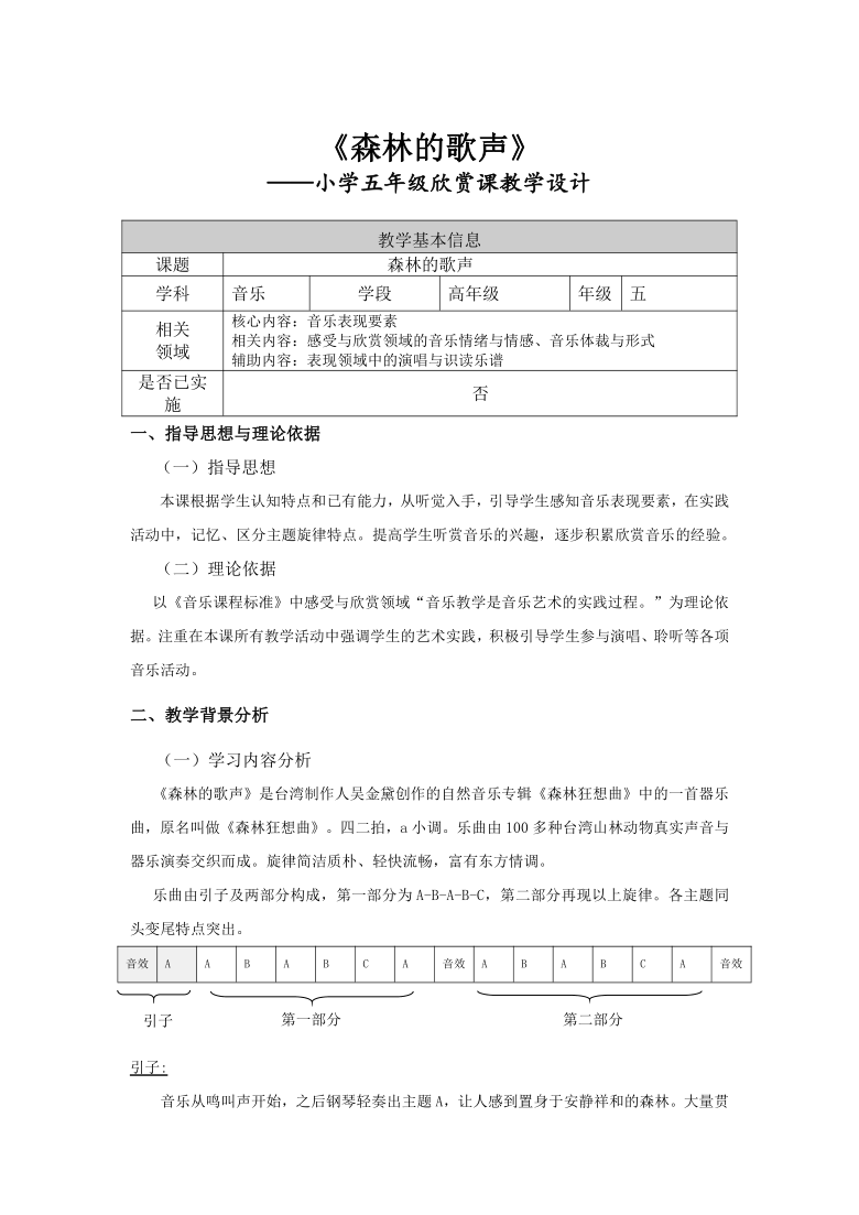 森林的歌声五线谱图片