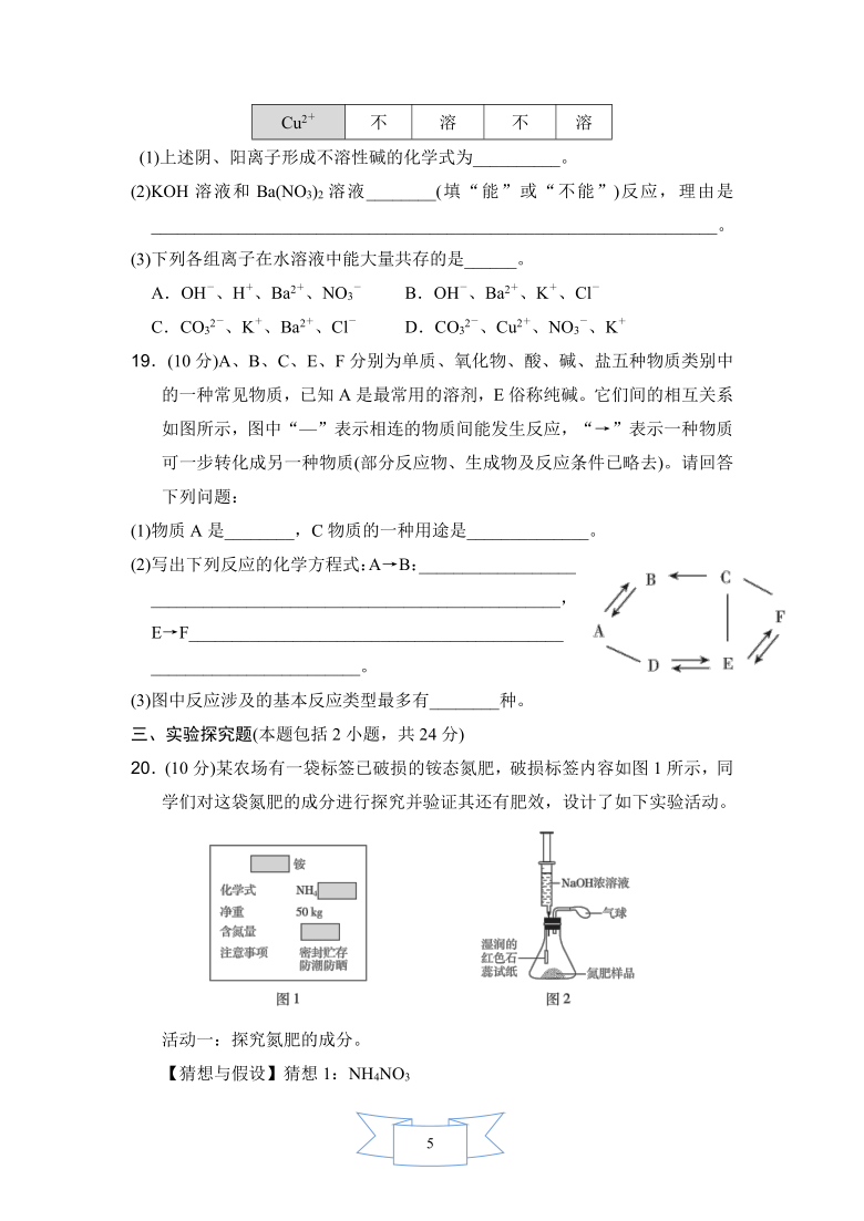 第十一单元 盐 化肥 测试卷（word  含答案）