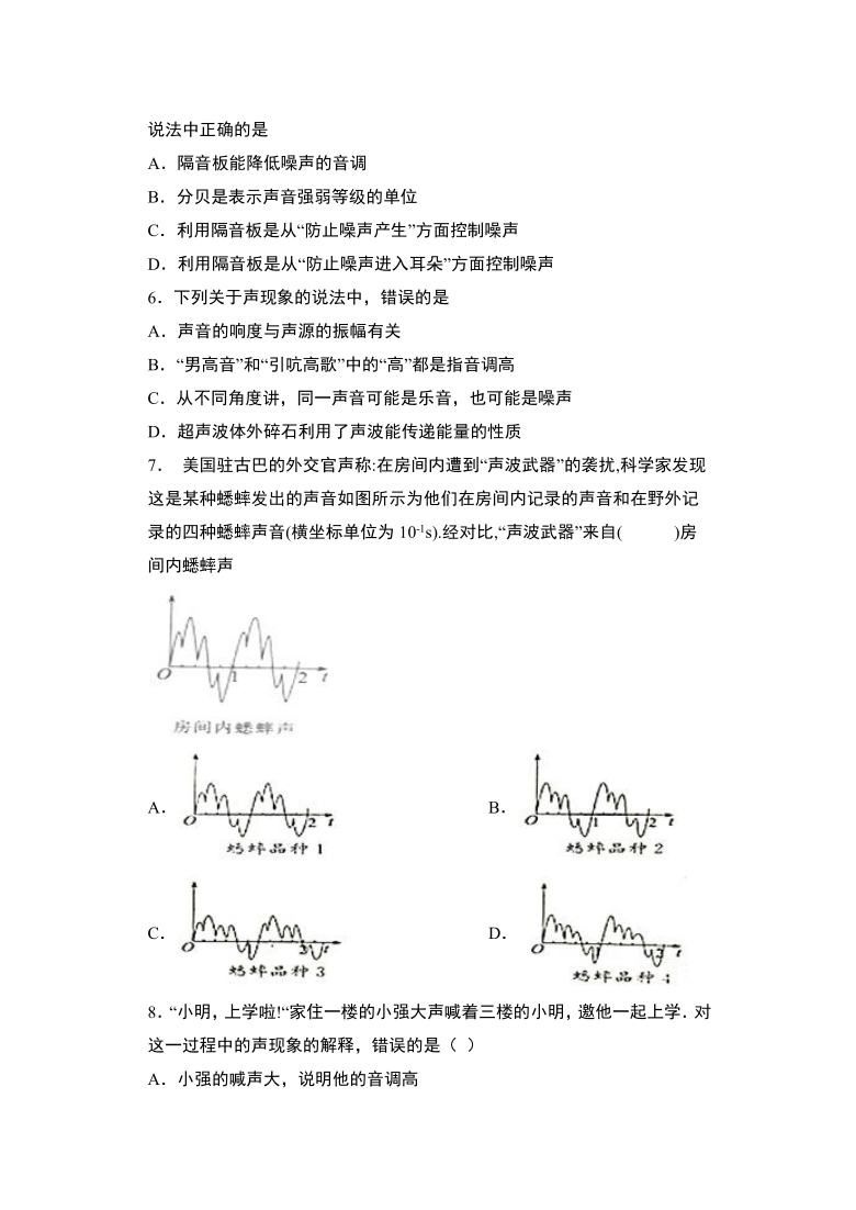 第1章 声现象自学自测-2021年暑假-苏科版物理八年级上册（含答案）