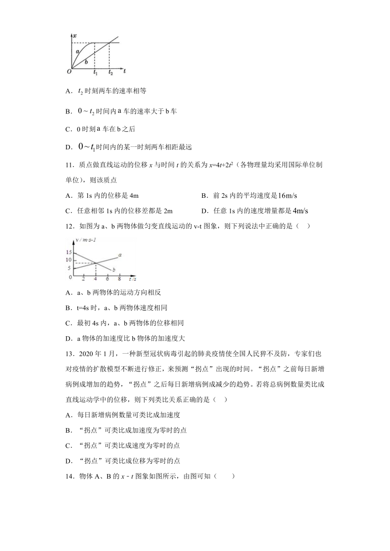 上海市金山高中2020—2021学年高中物理沪科版（2019）必修第一册：2.2匀变速直线运动的规律 课时训练（含解析）