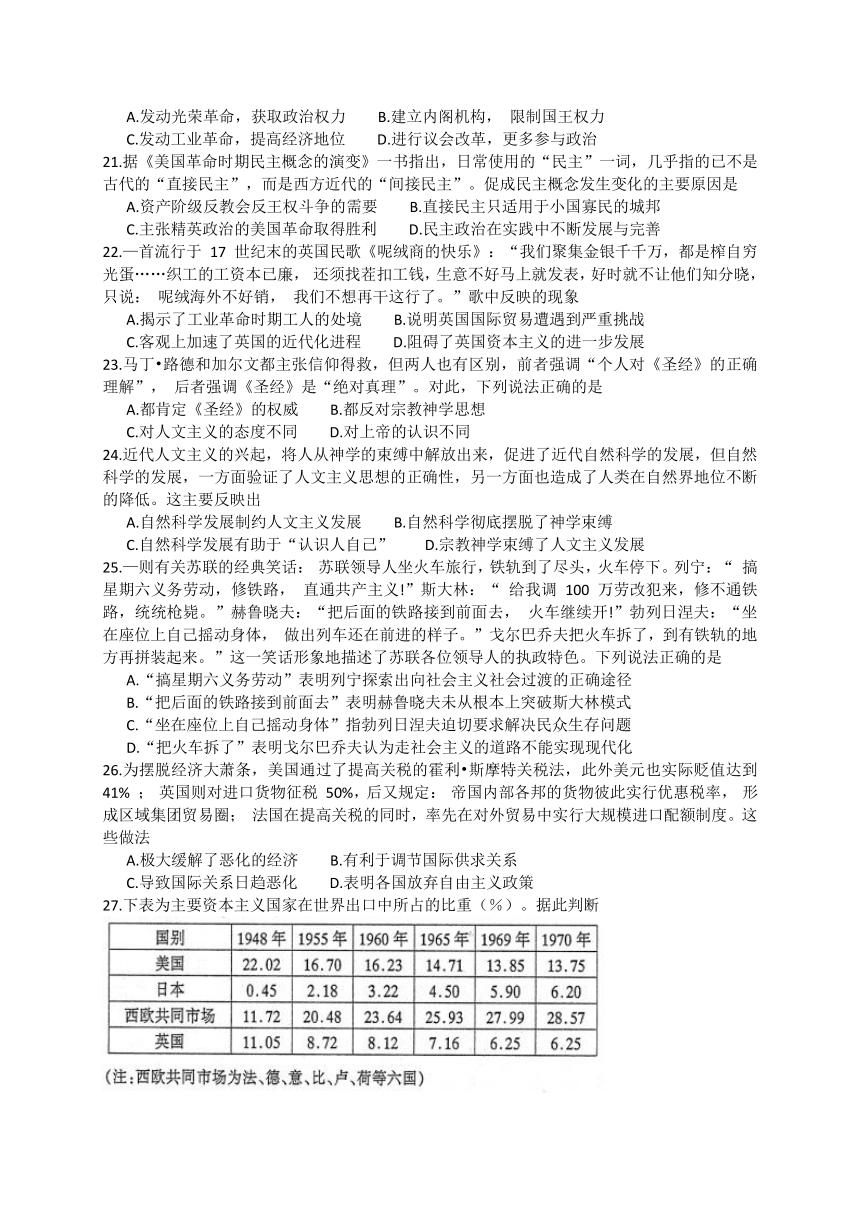 山西省太原市2018届高三上学期期末考试历史试题