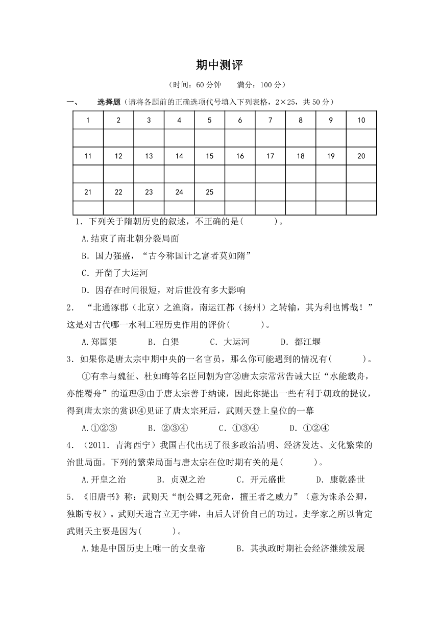 山东省淄博市临淄区八中2016-2017学年七年级下学期期中考试历史试卷