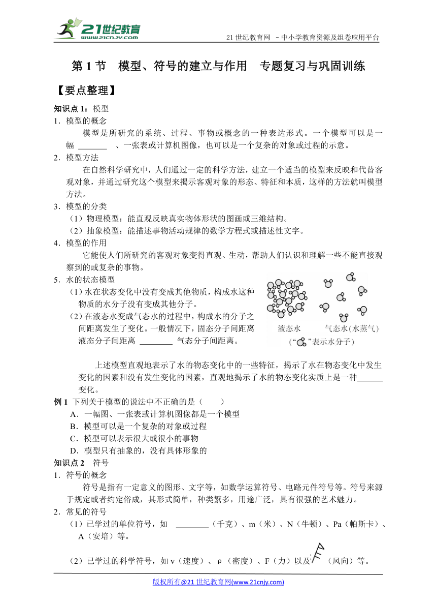 第1节  模型、符号的建立与作用　专题复习与巩固训练