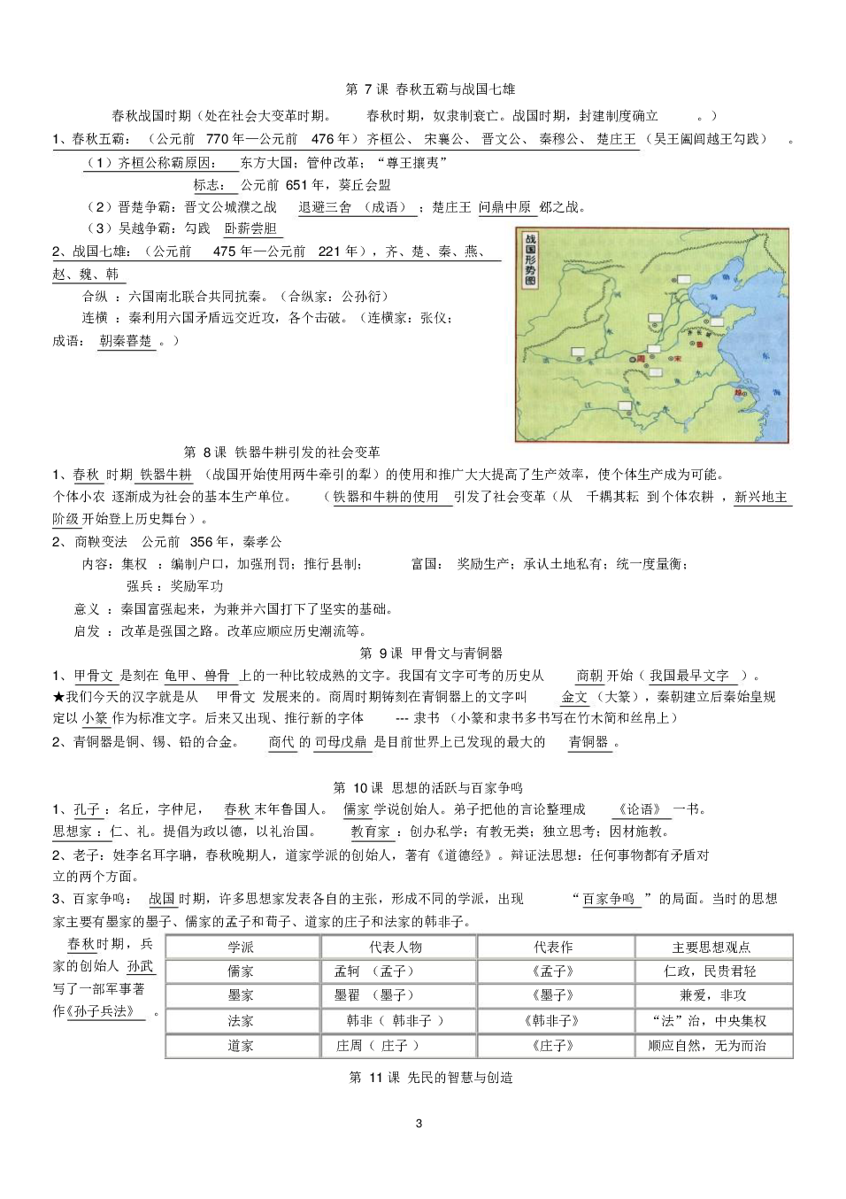 中考北师大版初中历史知识点总结（七-九年级每课PDF版）旧版资料，可以借鉴