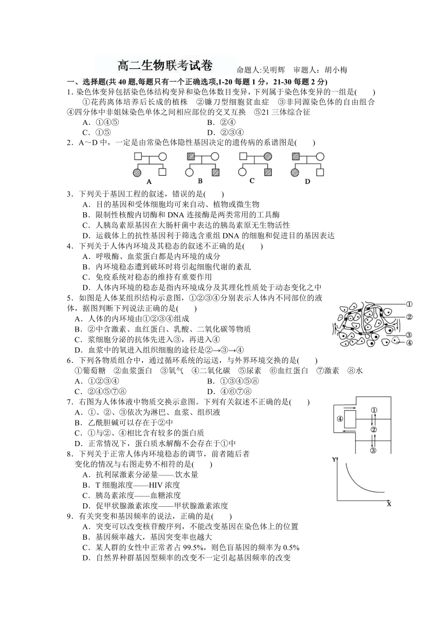 江西省南昌市八一中、麻丘、洪都中学、省教院附中四校2012-2013学年高二期末联考生物试题