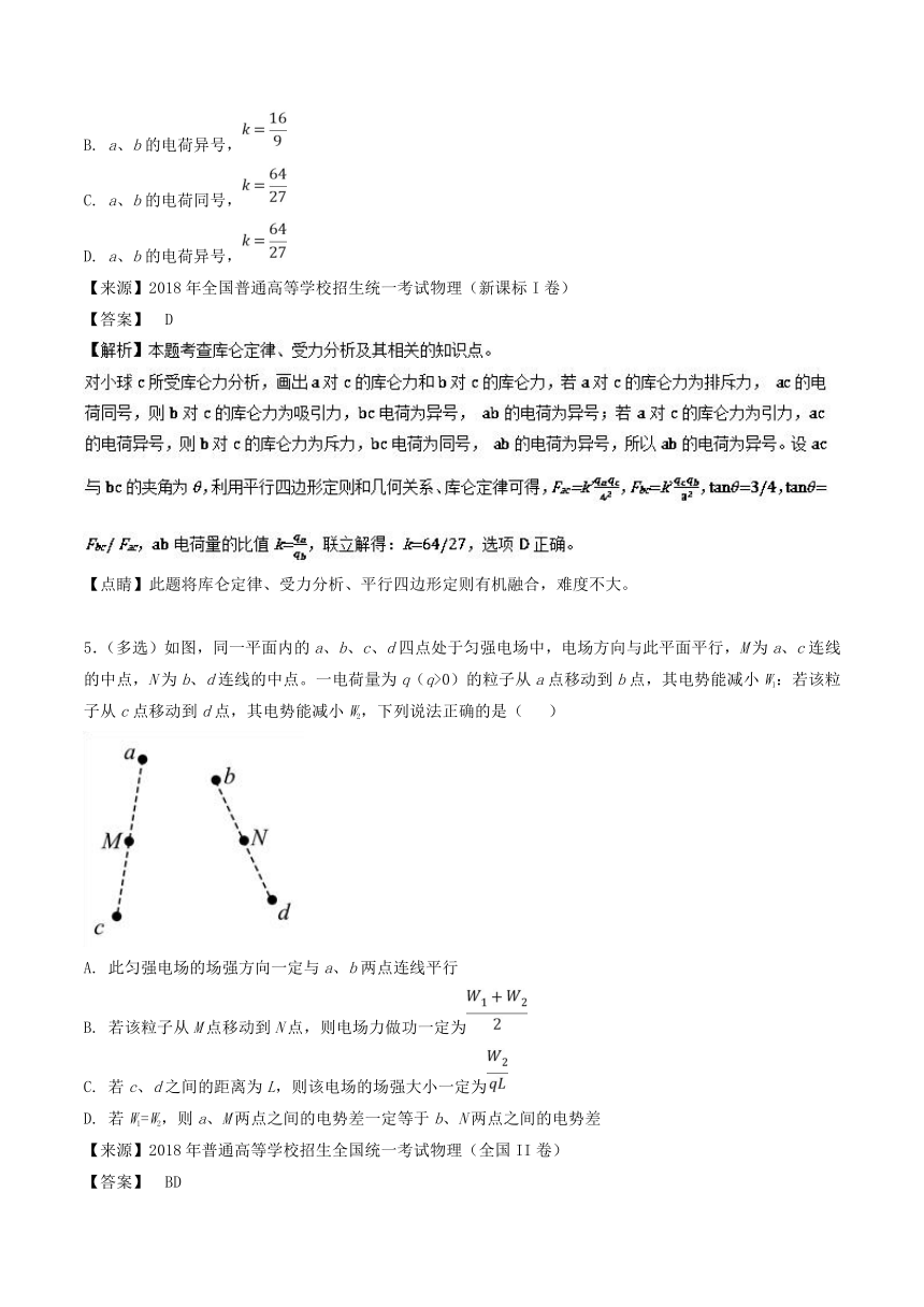 专题08静电场-三年高考（2016-2018）物理试题分项版解析