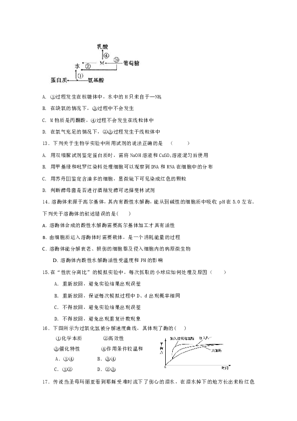 河北省武邑中学2018-2019学年高一下学期第一次月考生物试题