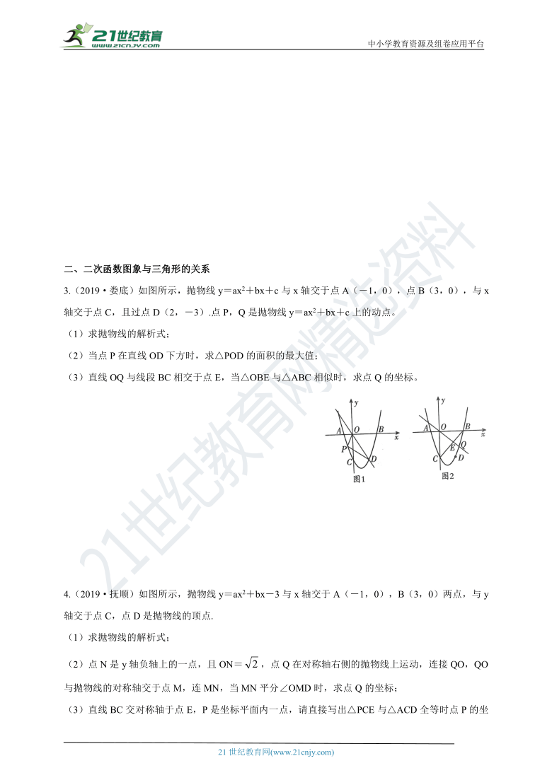 第三章 二次函数专题训练 二次函数图象与几何图形的关系（含答案）