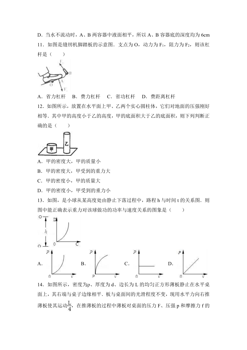 湖北省黄石市2016-2017学年八年级（下）期末物理试卷（解析版）