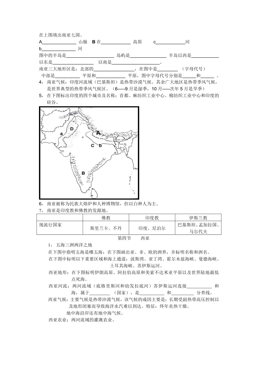 七年级地理复习资料（七下）