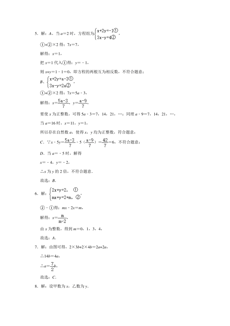 第2章二元一次方程组易错题训练（Word版 含解析）