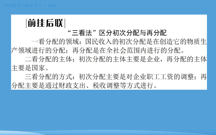 2018年高考二轮专题复习 政治 专题三 收入分配与社会公平 课件