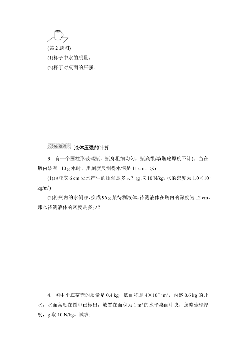 人教版四川省初中物理第9章 压强 考点专训（含答案）