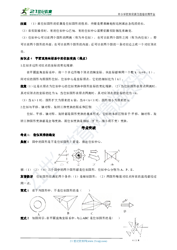 【鲁教版八下精美学案】9.9 利用位似放缩图形（知识构建+考点归纳+真题训练）