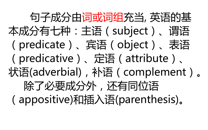 高中英语词类与句子成分 课件（共22张PPT）