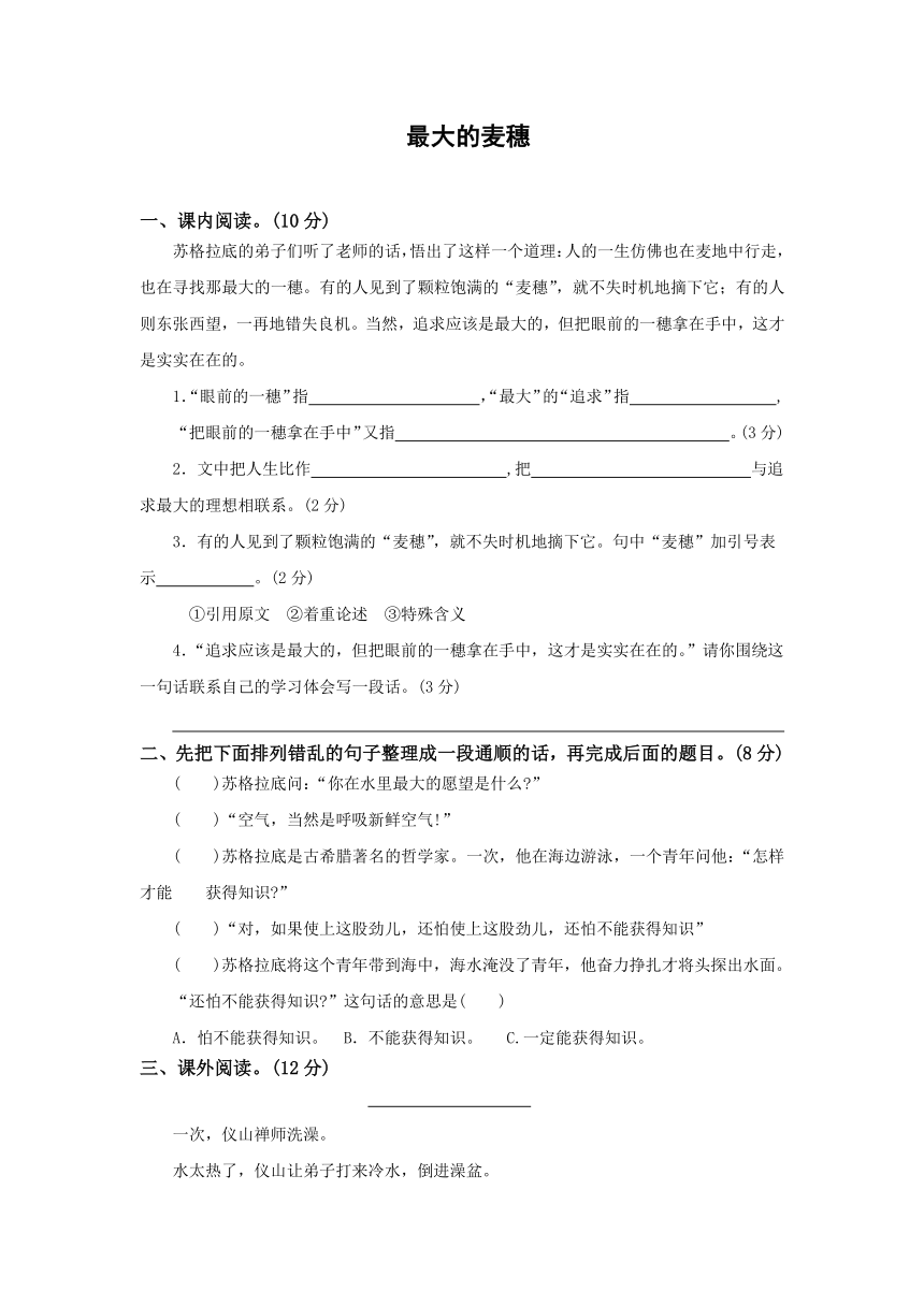 16.最大的麦穗  同步阅读训练（含答案）