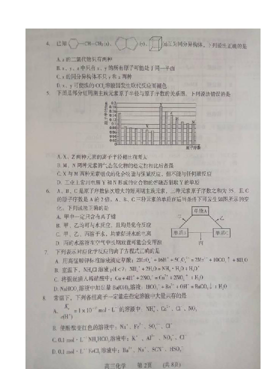 河南省濮阳市2019届高三下学期摸底考试化学试题 扫描版含答案