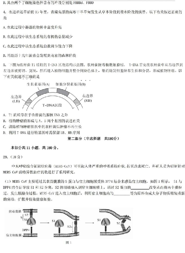 2019北京东城高三二模生物试题及答案解析（PDF版）