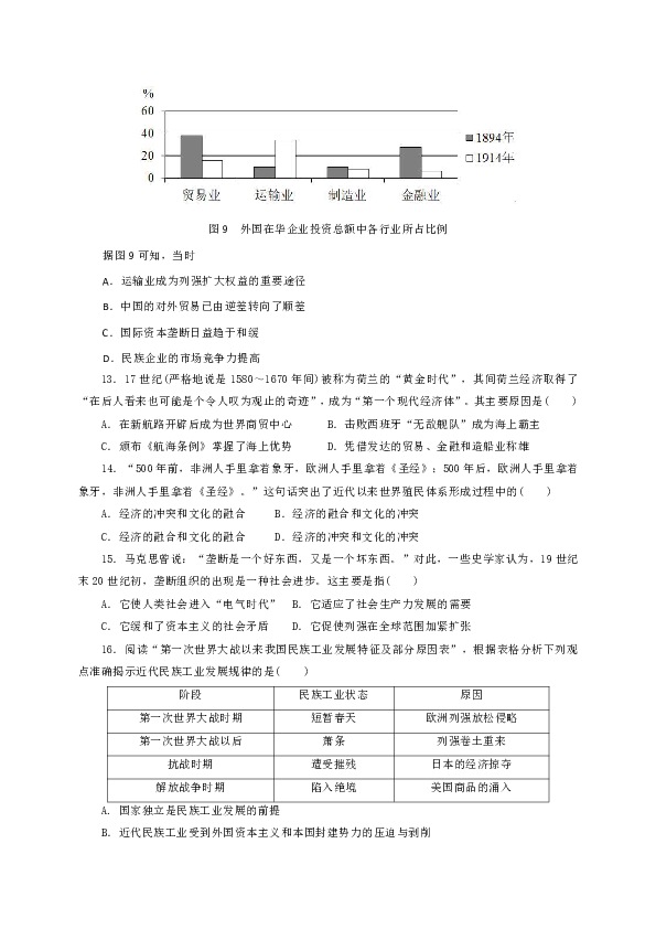 甘肃省庆阳市镇原中学第2019-2020学年高一下学期期末考试历史试题 Word版含答案