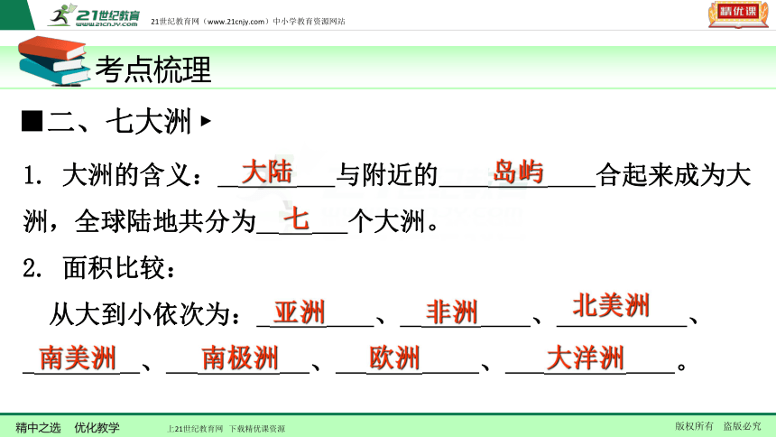 【中考锁分】社会思品一轮复习课件加分宝  考点1  七大洲、四大洋的名称及其分布