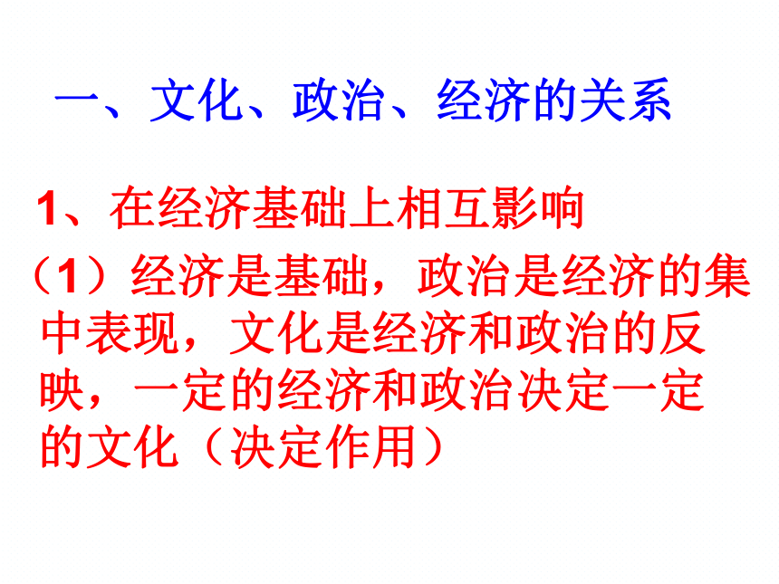 政治必修三政治课件：1.2文化与经济政治（共19张）