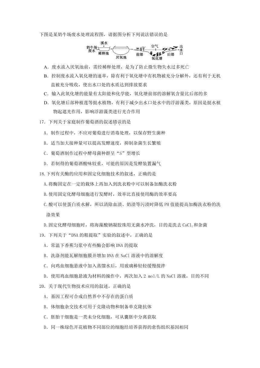 江苏省徐州市2017届高考考前模拟冲刺打靶卷生物试题