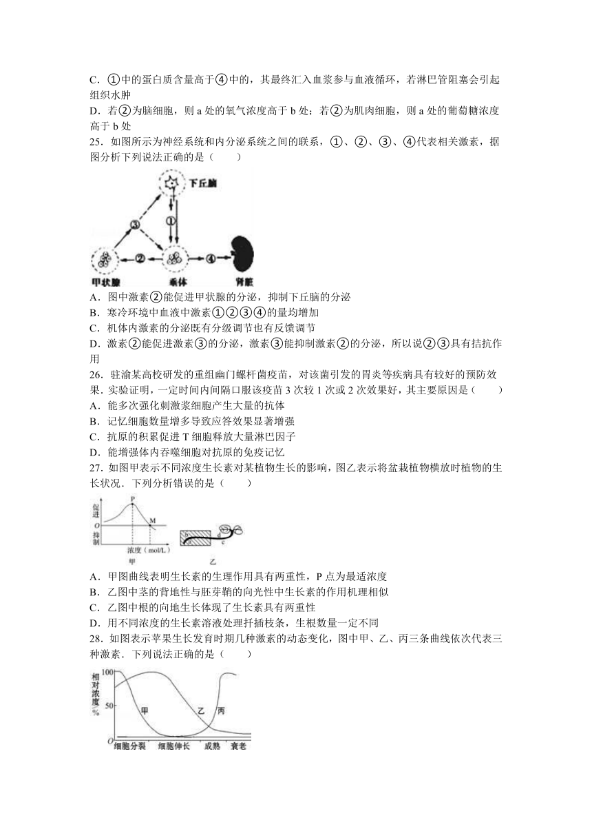 河南省平顶山市叶县二中2016-2017学年高二（上）月考生物试卷（12月份）（解析版）