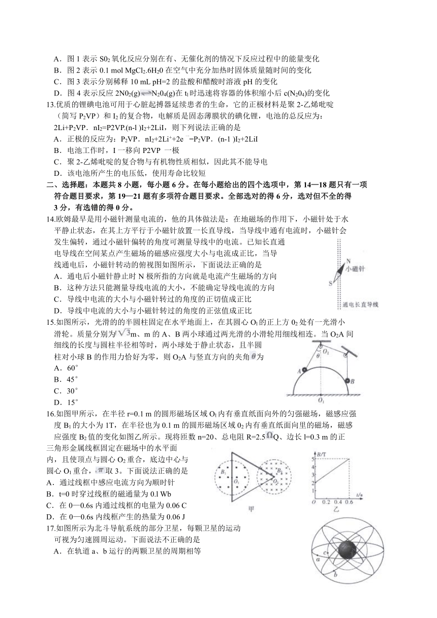 神州智达2016届高三诊断性大联考（一）理综试题（Word解析版）