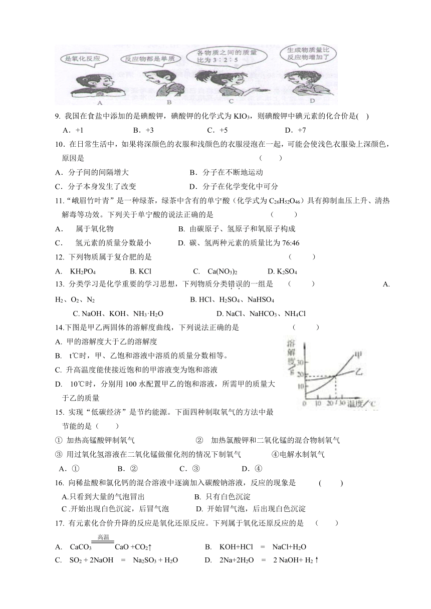 2014年九年级化学模拟试卷(二)