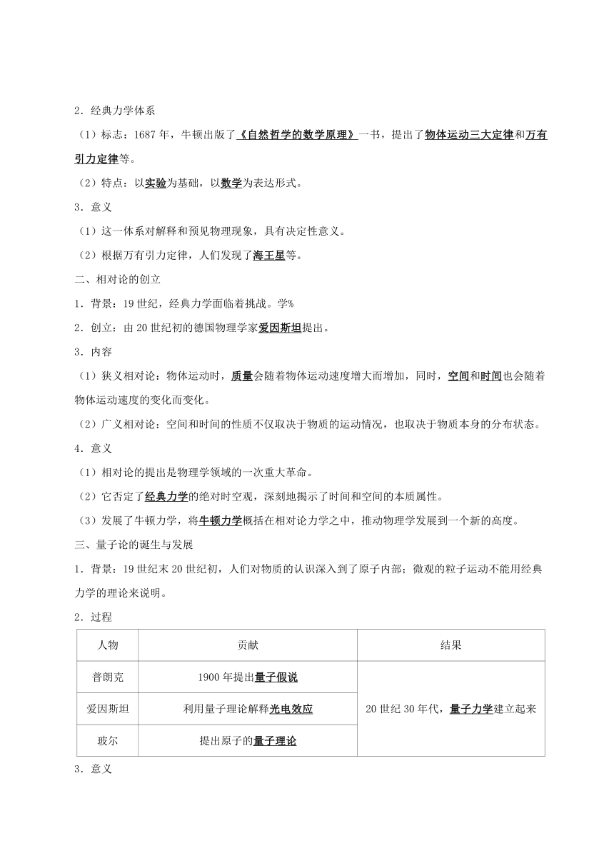 每日一题之2017快乐暑假 高二历史 第18天 近代物理学的重大进展 人教版 Word版含解析