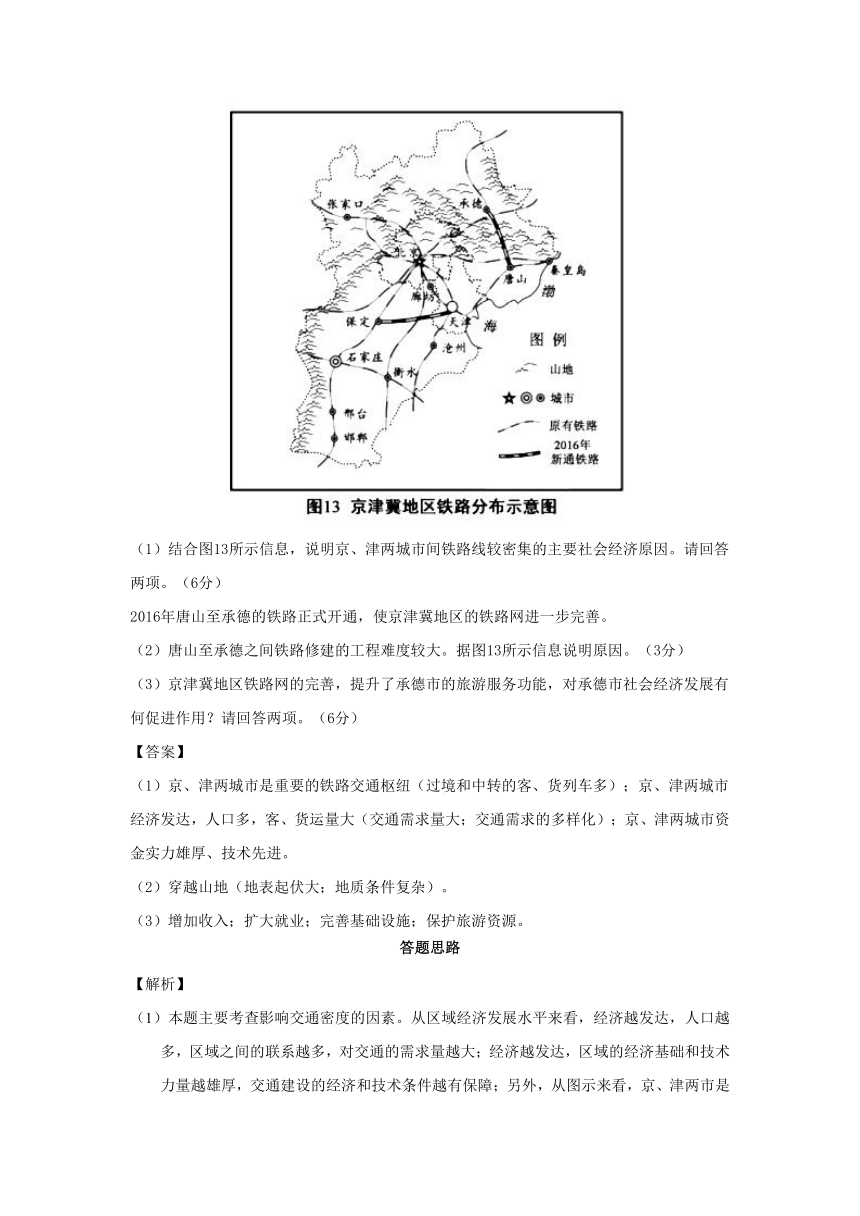 2018届高考地理一轮复习答题模板：专题10 交通