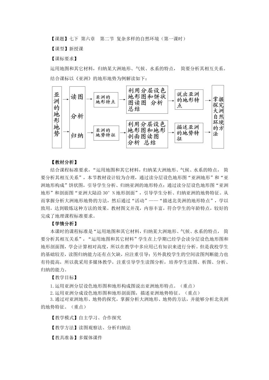 商务星球版地理七下第六章  复杂多样的自然环境（第1课时）教案