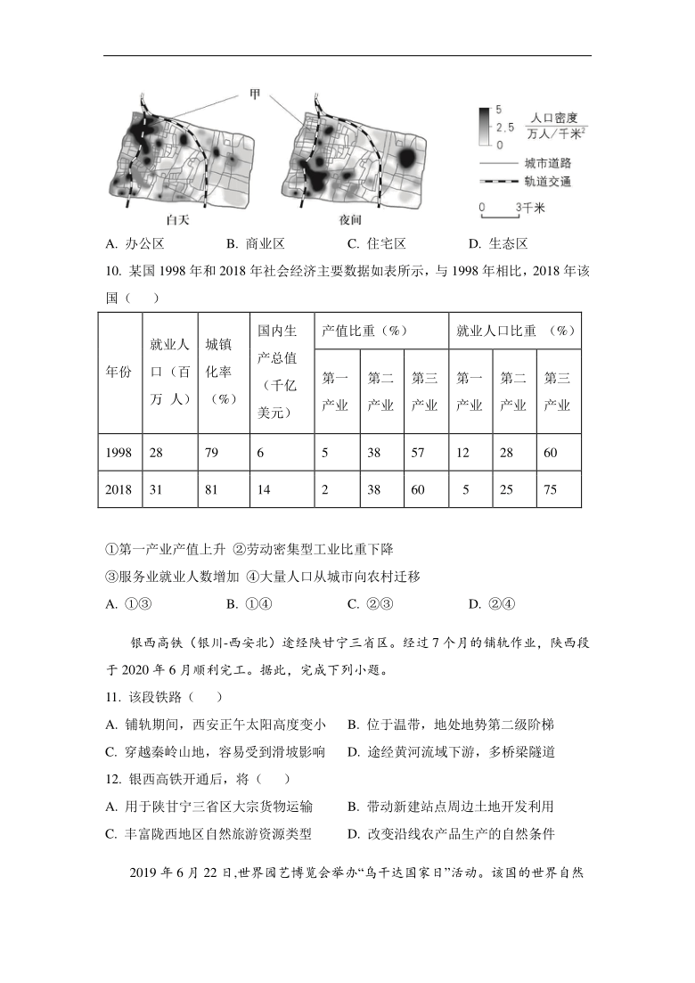 2020年北京卷地理高考试题（word版，含答案）