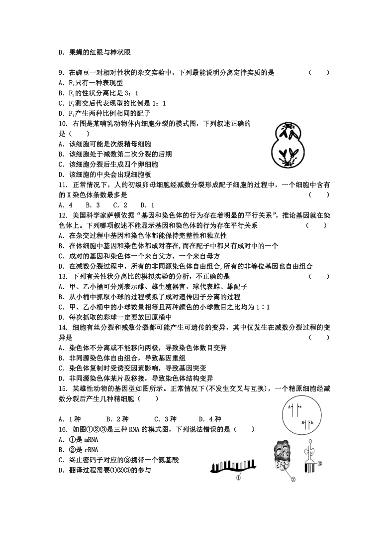 河北省秦皇岛市宏远学校2020-2021学年第一学期月考高二生物试卷