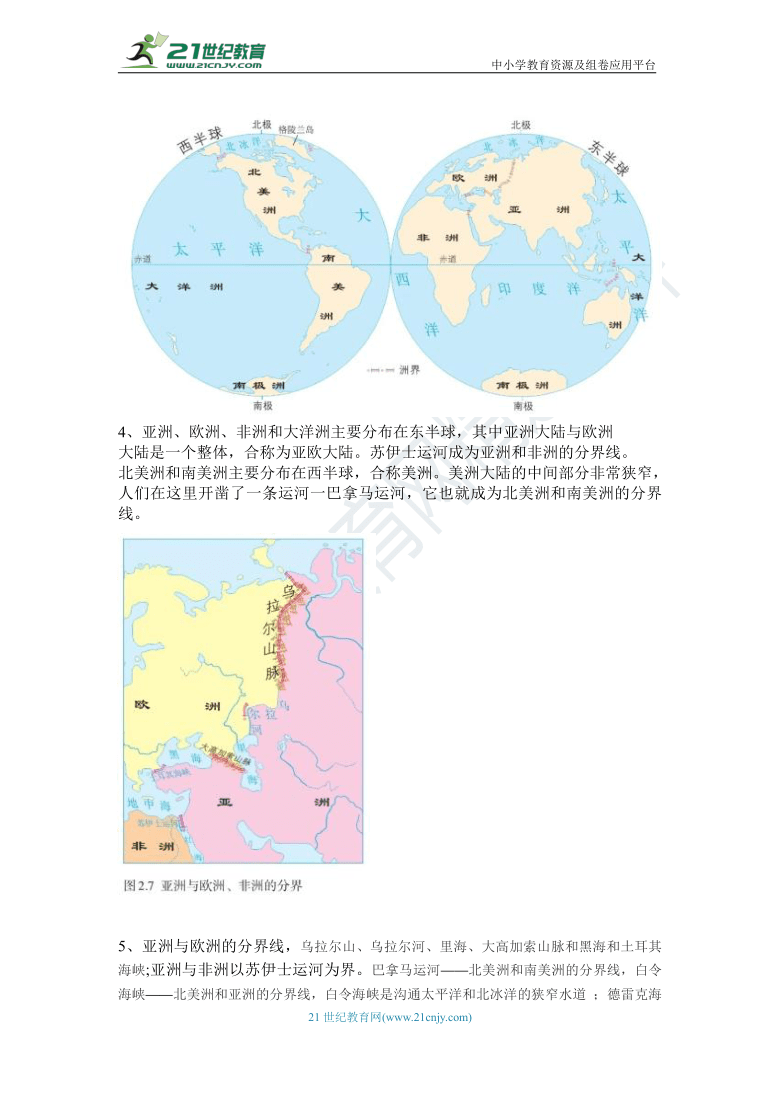 【2021中考一轮】人教版七上填图记忆与测试——大洲大洋