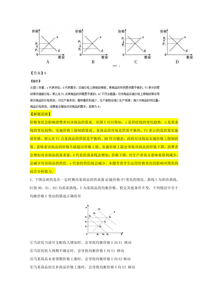 专题1.5 压轴必考点 价格变动对经济生活的影响-2017年高考政治热点+题型全突破 Word版含解析