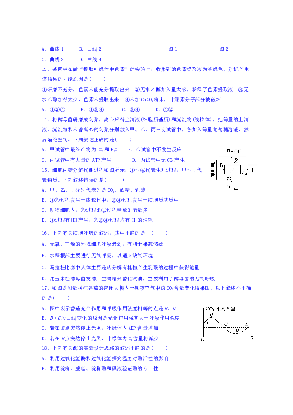 甘肃省民勤县第一中学2018-2019学年高二上学期期中考试生物（理）试题