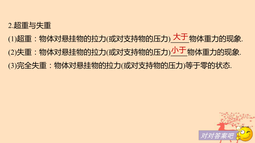 2018_2019高中物理第5章研究力和运动的关系5.5超重与失重课件沪科版必修1:31张PPT