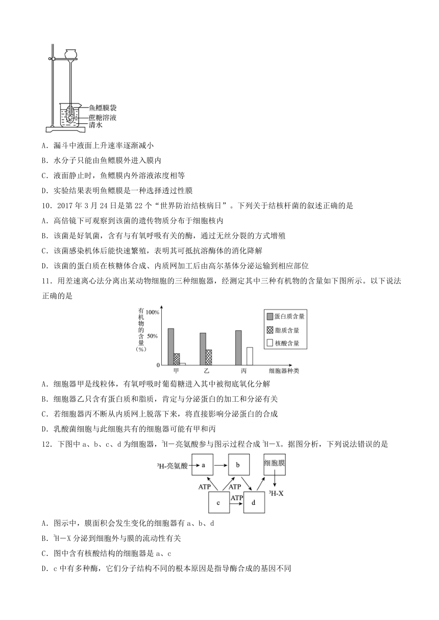 云南省玉溪市一中2019届高三上学期第二次调研考试生物试题