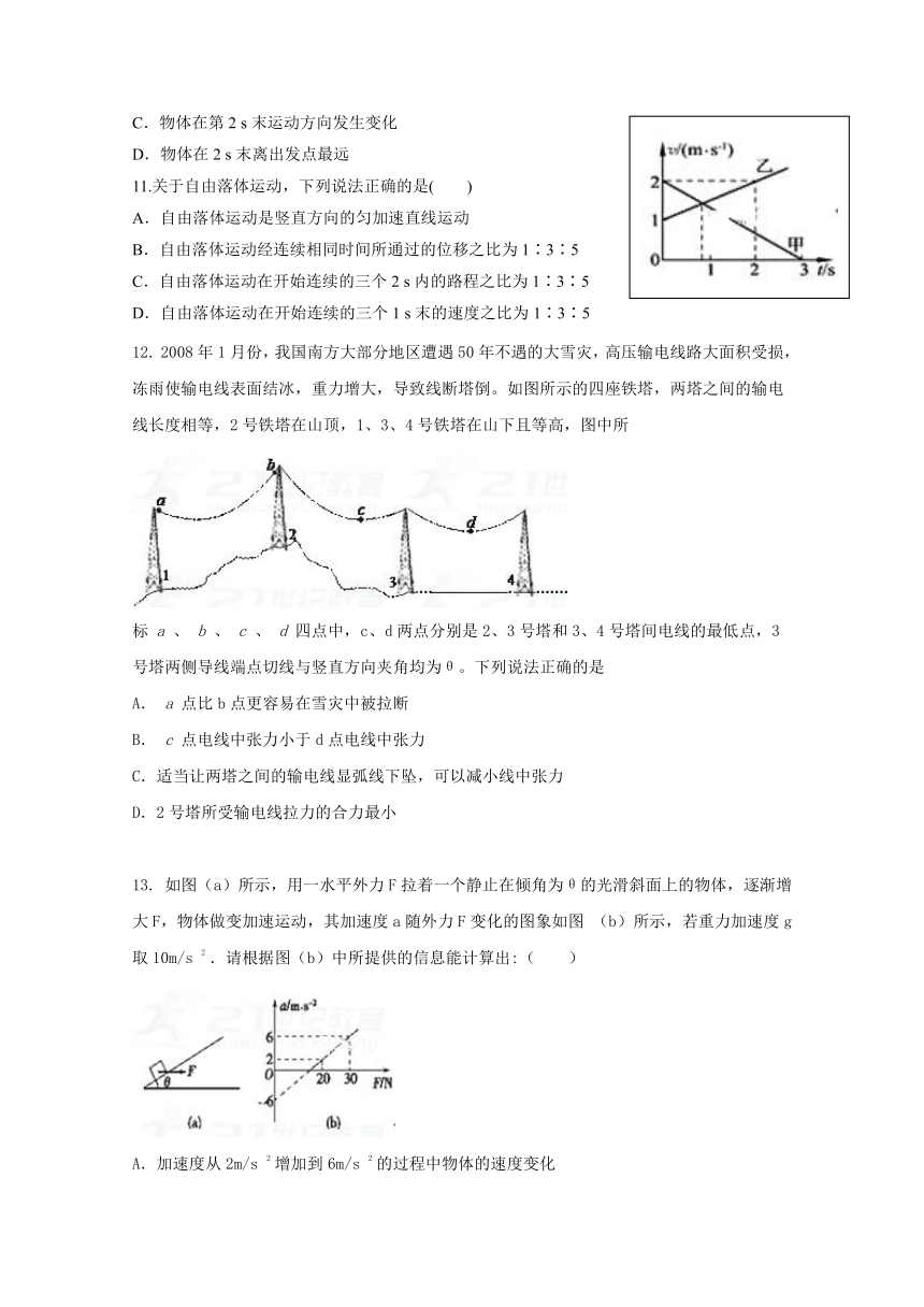 广西陆川县中学2017-2018学年高一12月月考物理试题+Word版含答案