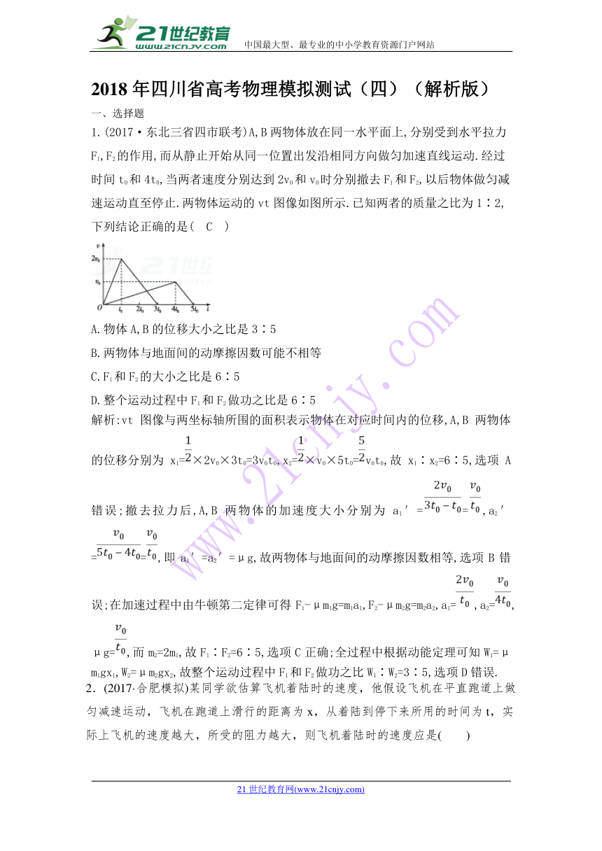 2018年四川省高考物理模拟测试（四）（解析版）