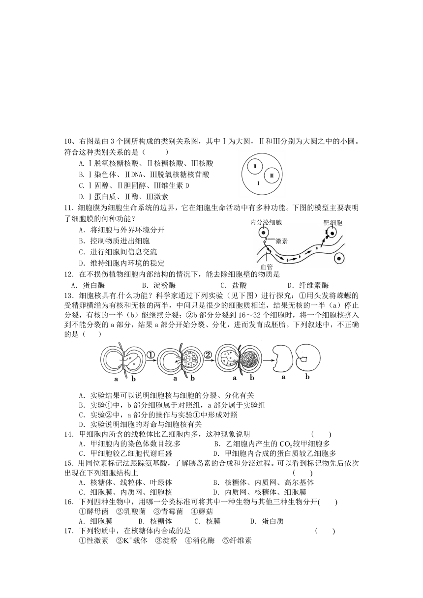 河北省唐山市开滦二中2012-2013学年高二10月月考生物试题