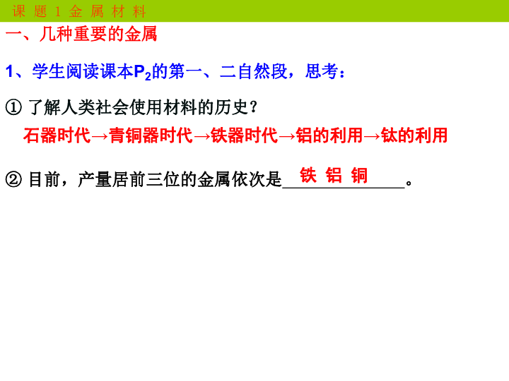 新人教版九年级下册化学8.1：金属材料(43张PPT)