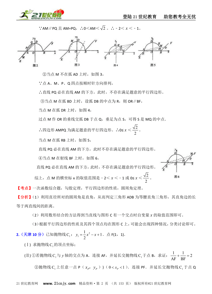 2011年全国181套中考数学试题分类解析汇编(62专题）专题61押轴题(1）