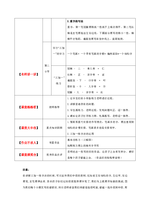 小學硬筆書法教案028初級第二十八課