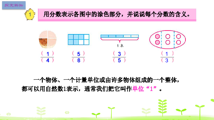 五年级下册数学课件-4.1分数的意义和分数单位苏教版(共13张PPT)