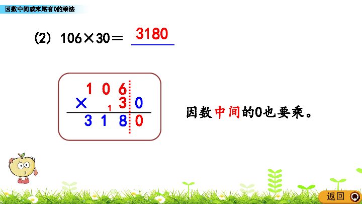 四年级上册数学课件4.2三位数乘两位数  因数中间或末尾有0的乘法（人教版）(共15张PPT)