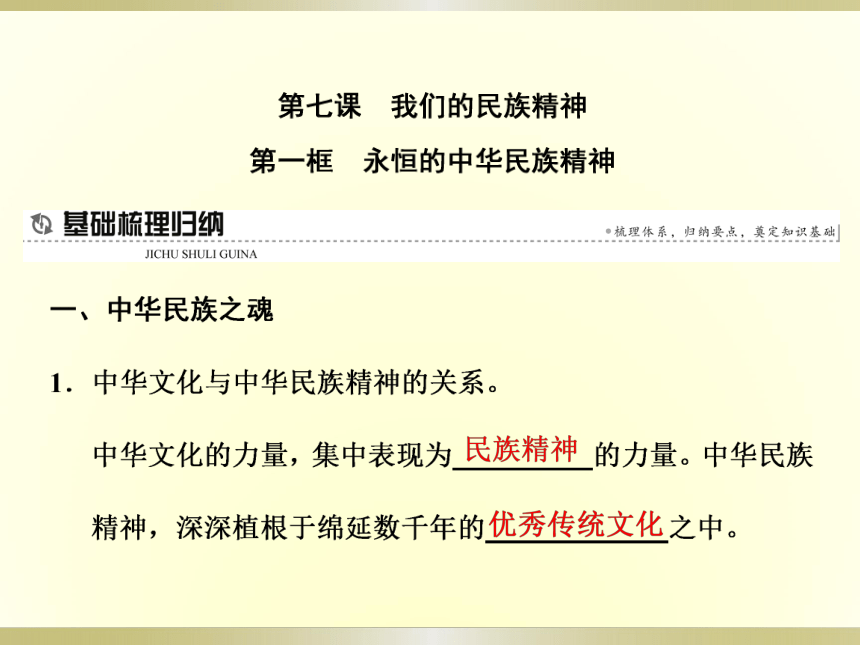 2017-2018学年高中政治人教版必修三 7.1永恒的中华民族精神 课件（共44张）