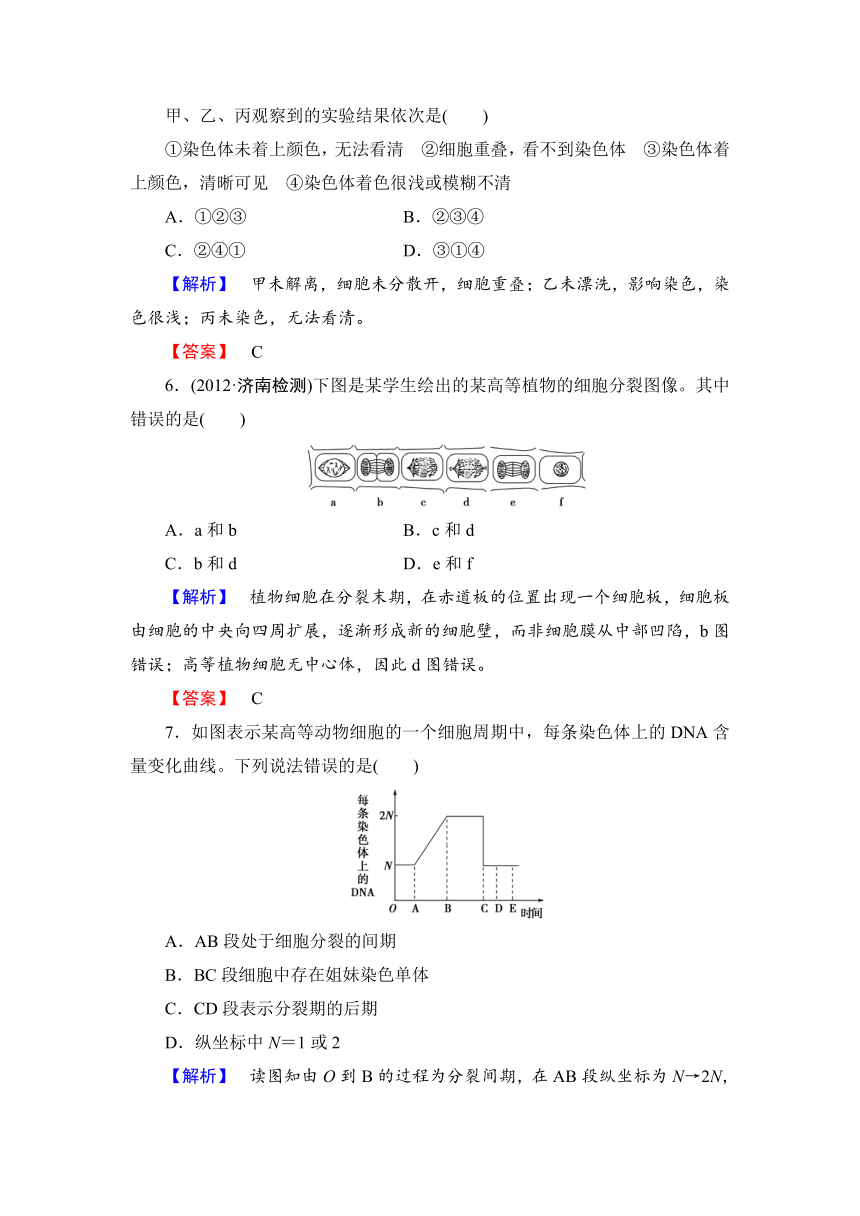 【课堂新坐标，同步备课参考】2013-2014学年高中生物（苏教版）必修1综合检测4第5章 细胞增殖、分化、衰老和凋亡