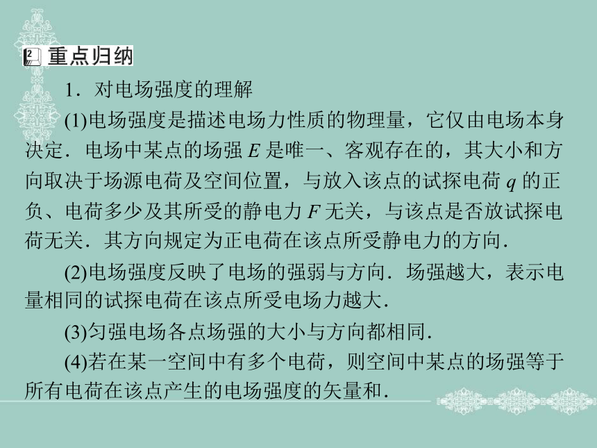 【优化方案】高二物理粤教版选修3-1全册精品课件 第一章电场 第3节 电场强度（共46张PPT）